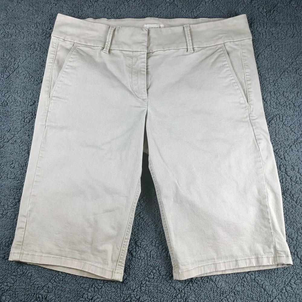 Loft Outlet Women's Size 6  Tan Khaki Skinny Bermuda Shorts Stretch